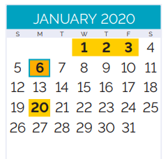 District School Academic Calendar for Theodore Roosevelt Middle School for January 2020