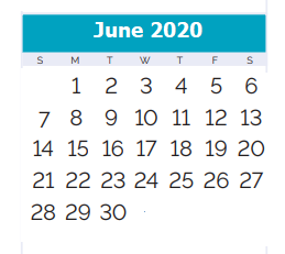 District School Academic Calendar for Live Oak Manor Elementary School for June 2020