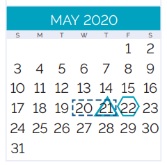 District School Academic Calendar for Joseph A. Cuillier SR. Career Center for May 2020