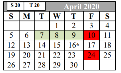 District School Academic Calendar for Thompson Ctr for April 2020