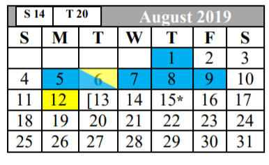 District School Academic Calendar for Kirby Middle for August 2019