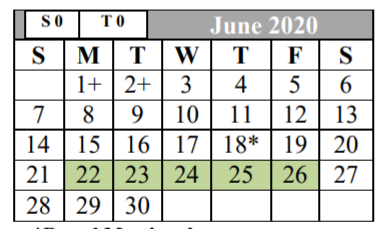 District School Academic Calendar for Olympia Elementary for June 2020
