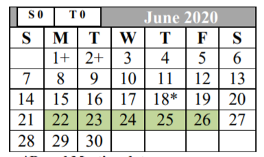 District School Academic Calendar for Park Village Elementary for June 2020