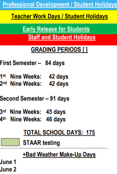 District School Academic Calendar Legend for Hopkins Elementary