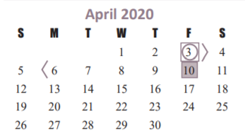 District School Academic Calendar for Robert King Elementary School for April 2020