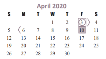 District School Academic Calendar for Bear Creek Elementary for April 2020