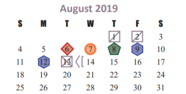 District School Academic Calendar for Rhoads Elementary School for August 2019