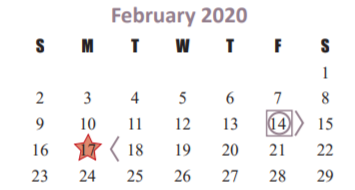 District School Academic Calendar for Opport Awareness Ctr for February 2020