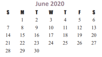 District School Academic Calendar for Robert King Elementary School for June 2020