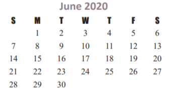 District School Academic Calendar for Maurice L Wolfe Elementary for June 2020