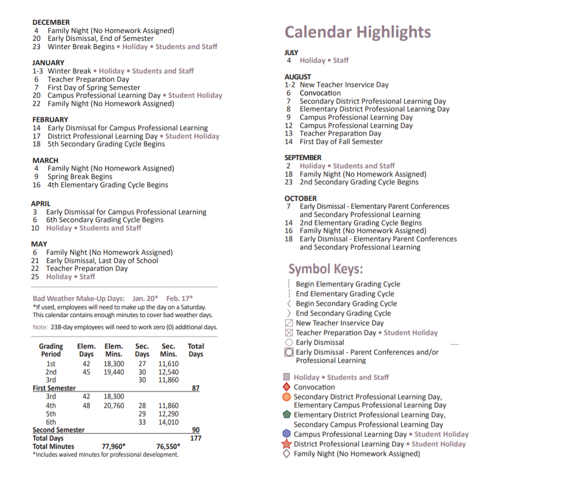 District School Academic Calendar Key for Hazel S Pattison Elementary