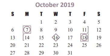 District School Academic Calendar for Project Tyke for October 2019