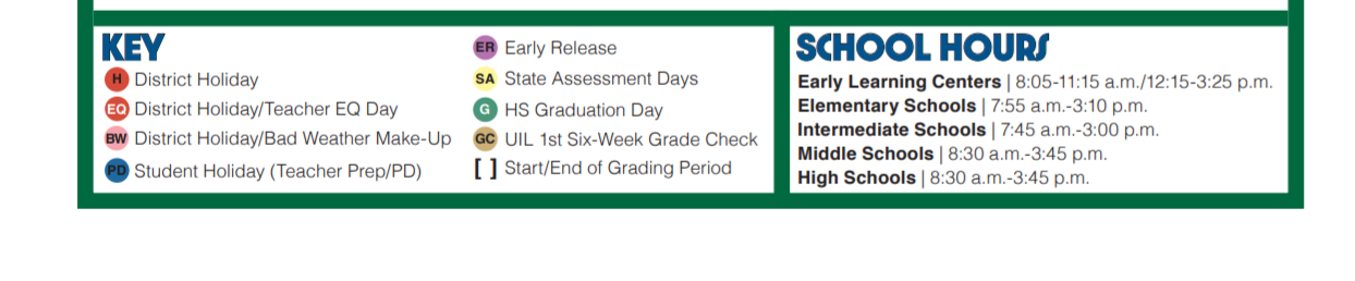 District School Academic Calendar Key for Park Glen Elementary