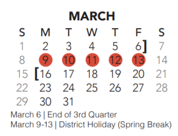 District School Academic Calendar for Keller Middle for March 2020