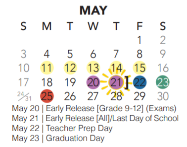 District School Academic Calendar for Florence Elementary for May 2020