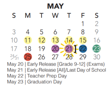 District School Academic Calendar for Hillwood Middle School for May 2020