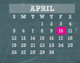 District School Academic Calendar for Wunderlich Intermediate for April 2020