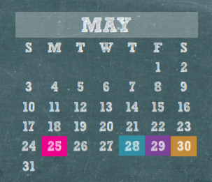 District School Academic Calendar for Wunderlich Intermediate for May 2020