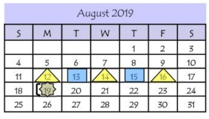 District School Academic Calendar for E B Reyna Elementary for August 2019
