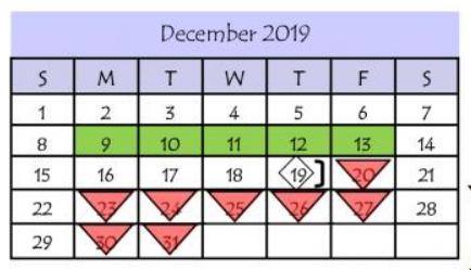 District School Academic Calendar for Diaz-Villarreal Elementary School for December 2019