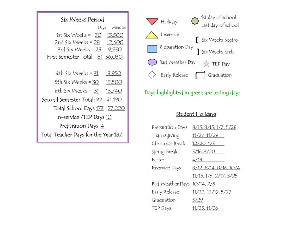 District School Academic Calendar Key for Benavides Elementary