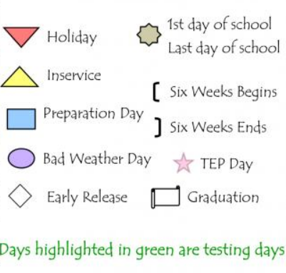 District School Academic Calendar Legend for Cesar Chavez Middle School