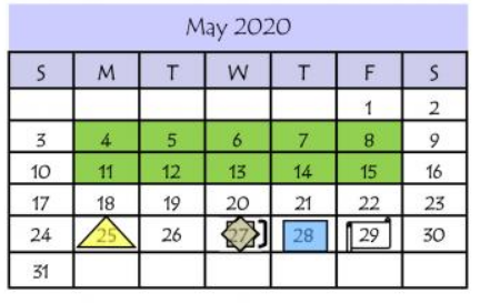 District School Academic Calendar for E B Reyna Elementary for May 2020