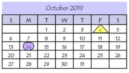 District School Academic Calendar for Elodia R Chapa Elementary for October 2019