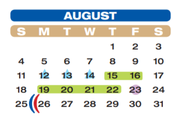 District School Academic Calendar for Pink Elementary for August 2019