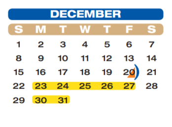 District School Academic Calendar for Beasley Elementary for December 2019
