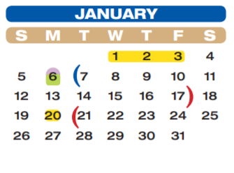 District School Academic Calendar for Pink Elementary for January 2020