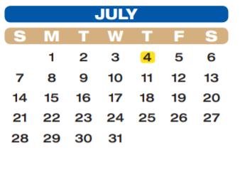 District School Academic Calendar for Smith Elementary for July 2019