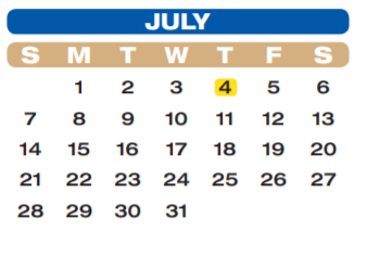 District School Academic Calendar for Hutchison Elementary for July 2019