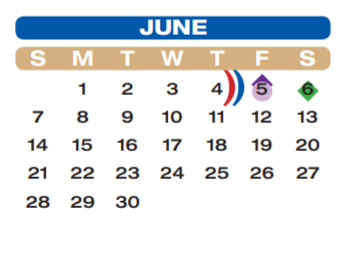 District School Academic Calendar for Long Elementary for June 2020