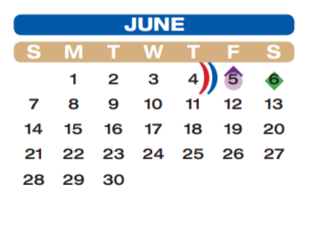 District School Academic Calendar for Huggins Elementary for June 2020