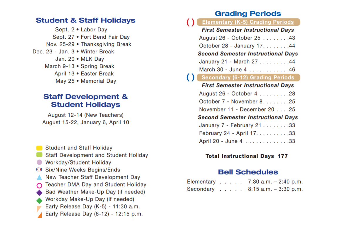 District School Academic Calendar Key for Frost Elementary