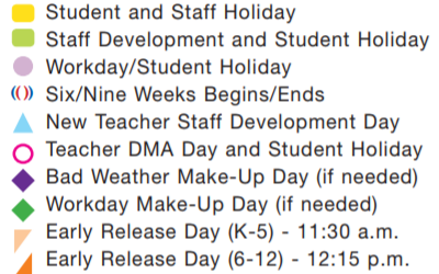 District School Academic Calendar Legend for Travis Elementary