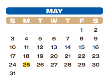 District School Academic Calendar for Wessendorff Middle for May 2020