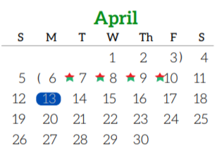 District School Academic Calendar for J C Martin Jr Elementary School for April 2020