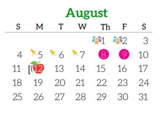 District School Academic Calendar for F S Lara Academy for August 2019