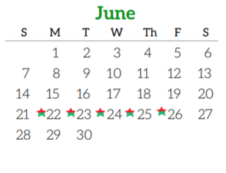 District School Academic Calendar for H B Zachry Elementary School for June 2020