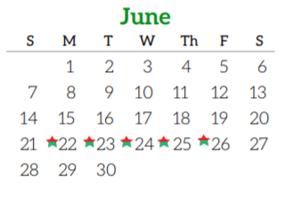 District School Academic Calendar for Ryan Elementary School for June 2020