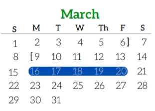 District School Academic Calendar for Dovalina Elementary School for March 2020