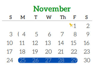 District School Academic Calendar for Pierce Elementary School for November 2019