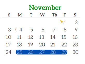 District School Academic Calendar for Daiches Elementary for November 2019