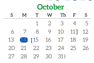 District School Academic Calendar for Christen Middle School for October 2019