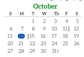 District School Academic Calendar for Early College High School for October 2019