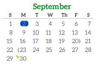 District School Academic Calendar for Early College High School for September 2019