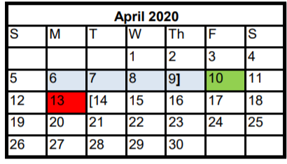 District School Academic Calendar for Bush Elementary School for April 2020