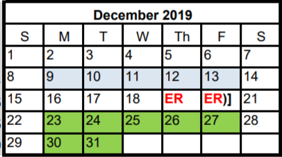 District School Academic Calendar for Cypress Elementary School for December 2019